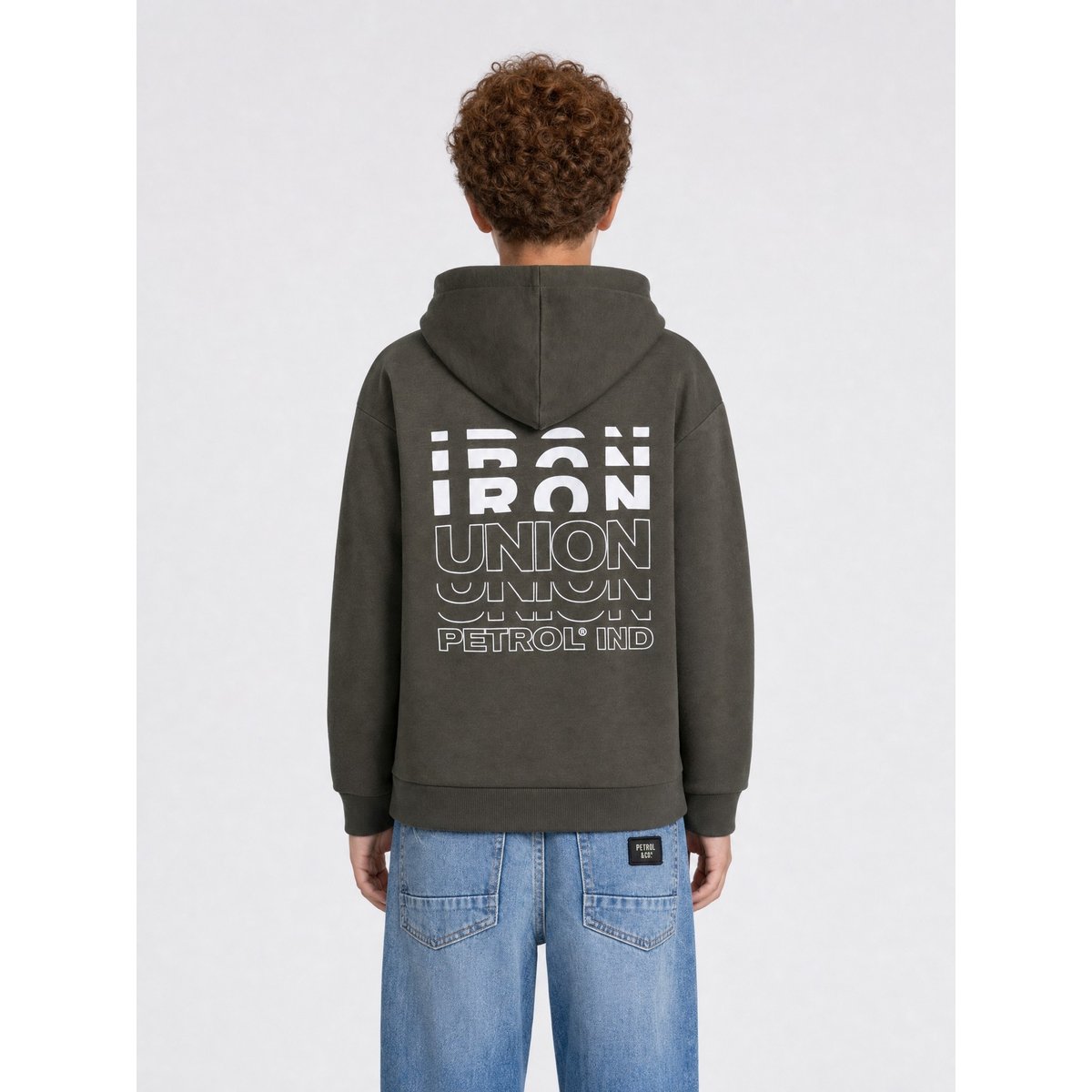 Sweat à capuche décontracté à motif gris gris beluga, PETROL INDUSTRIES