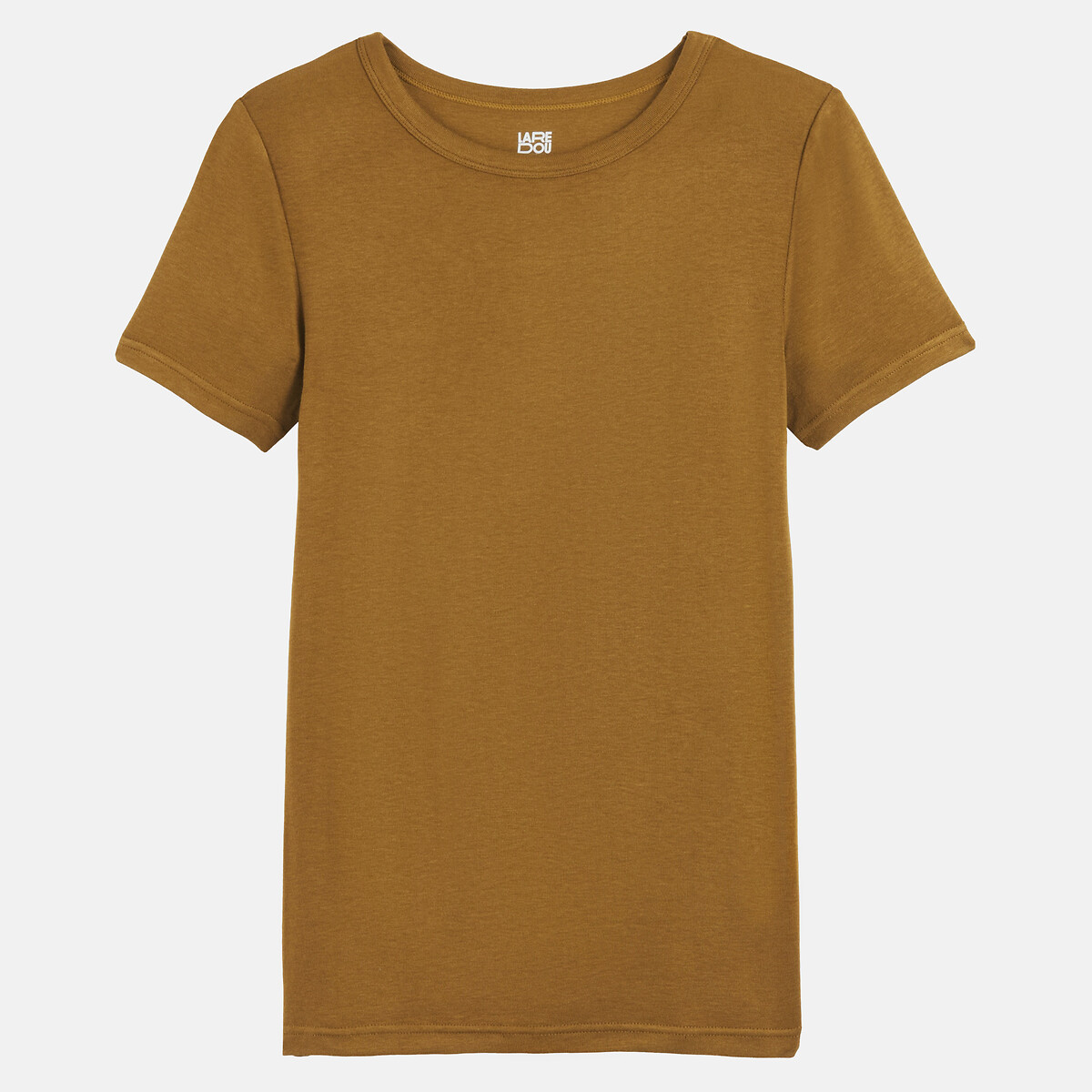 Camiseta con cuello redondo, manga corta verde bronce, LA REDOUTE COLLECTIONS