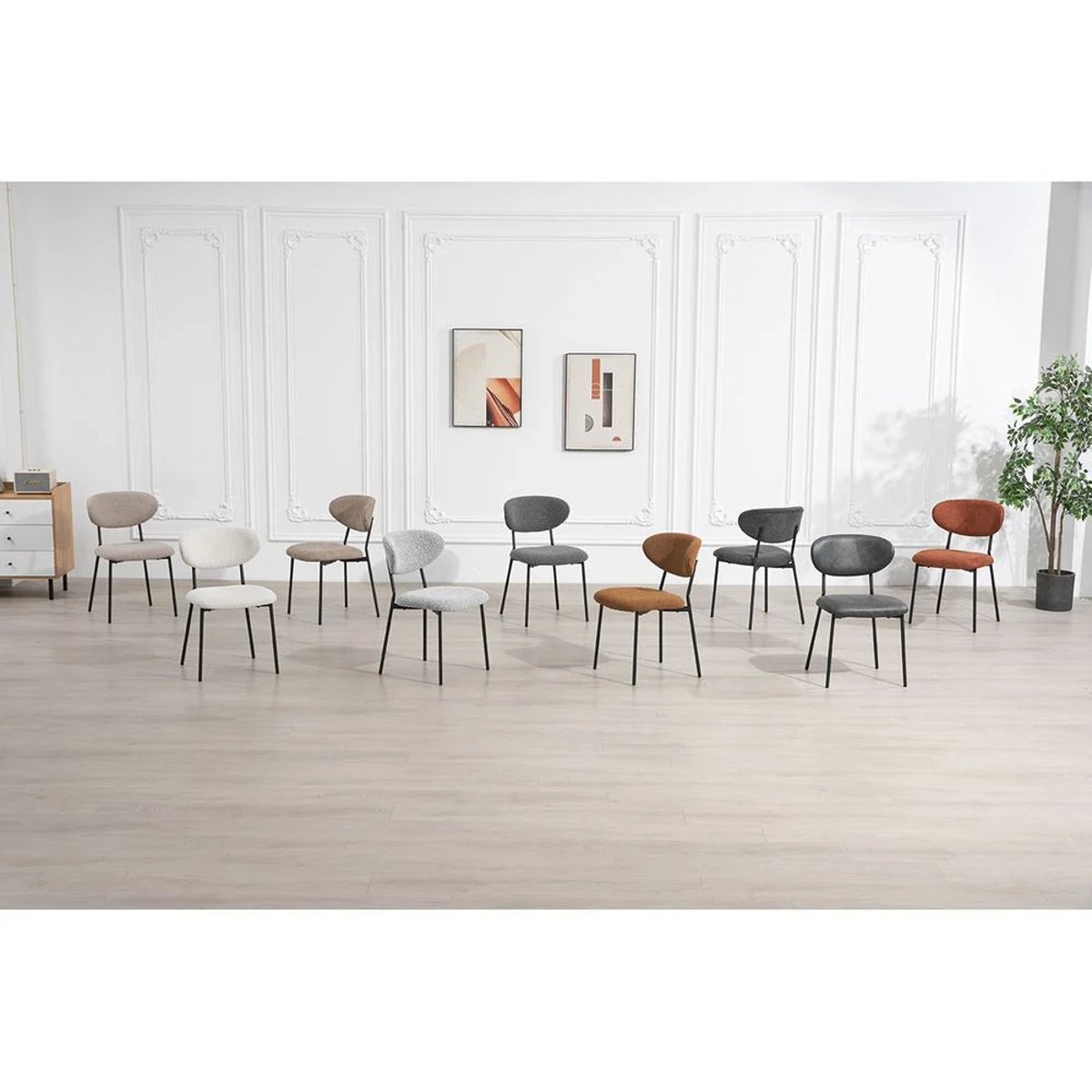 Chaise repas en tissu gris fonce beige, ZAGO