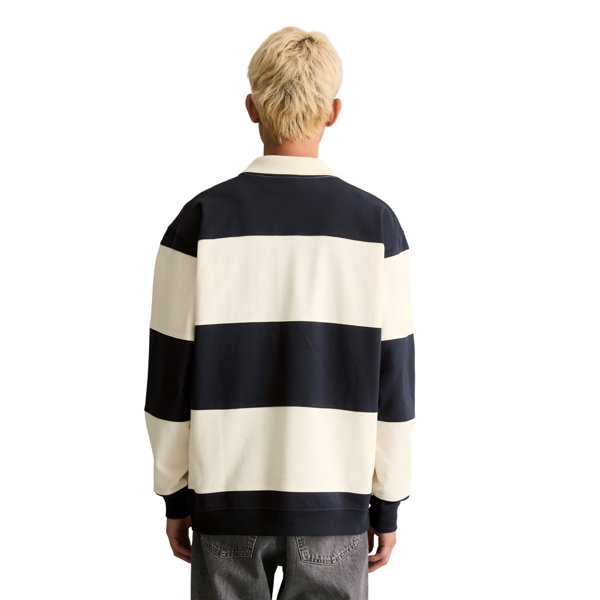 Sweat-shirt polo coupe décontractée avec des rayures Cut & Sew bleu, MARC O’POLO DENIM