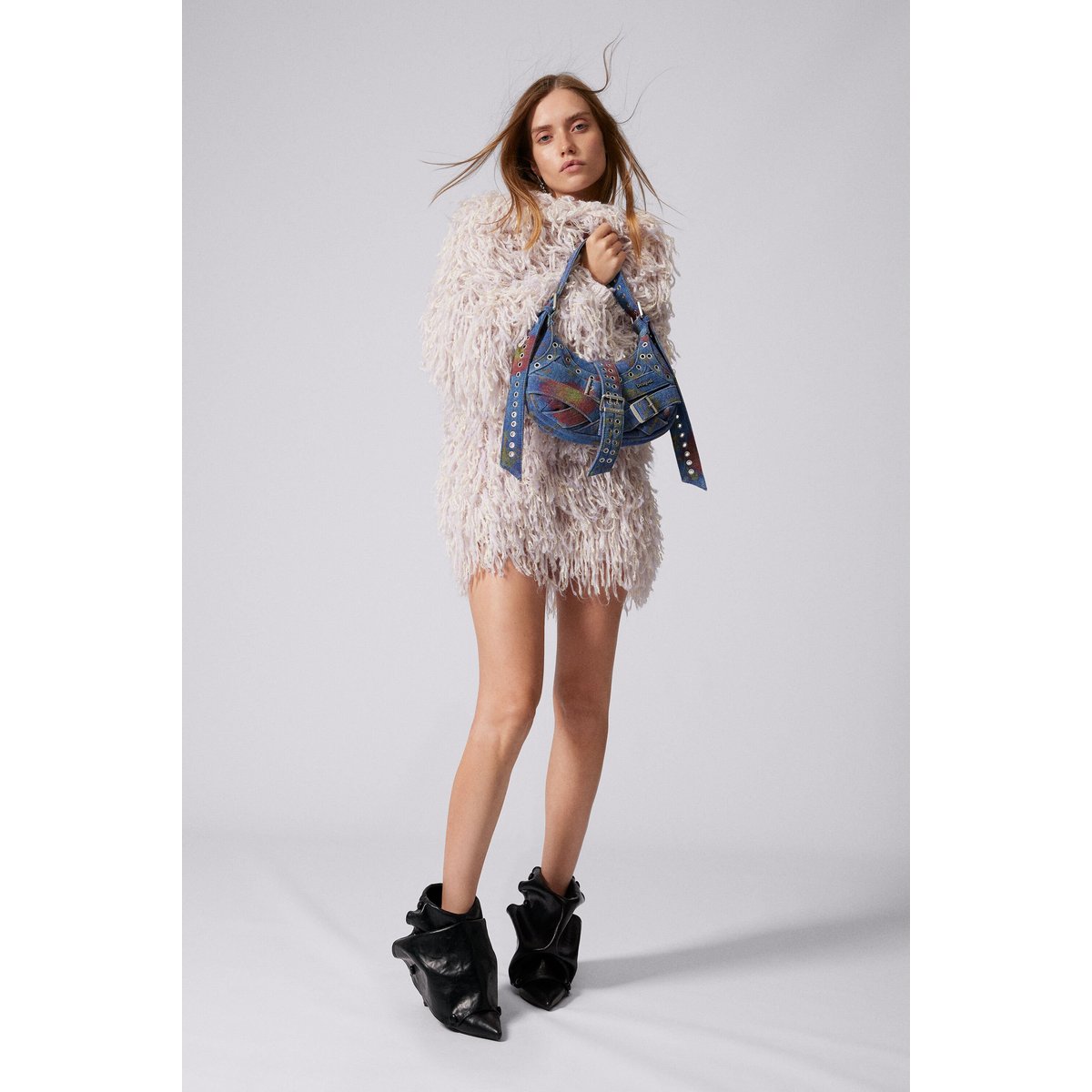 Sac en denim imprimé de taille moyenne multicolore, DESIGUAL