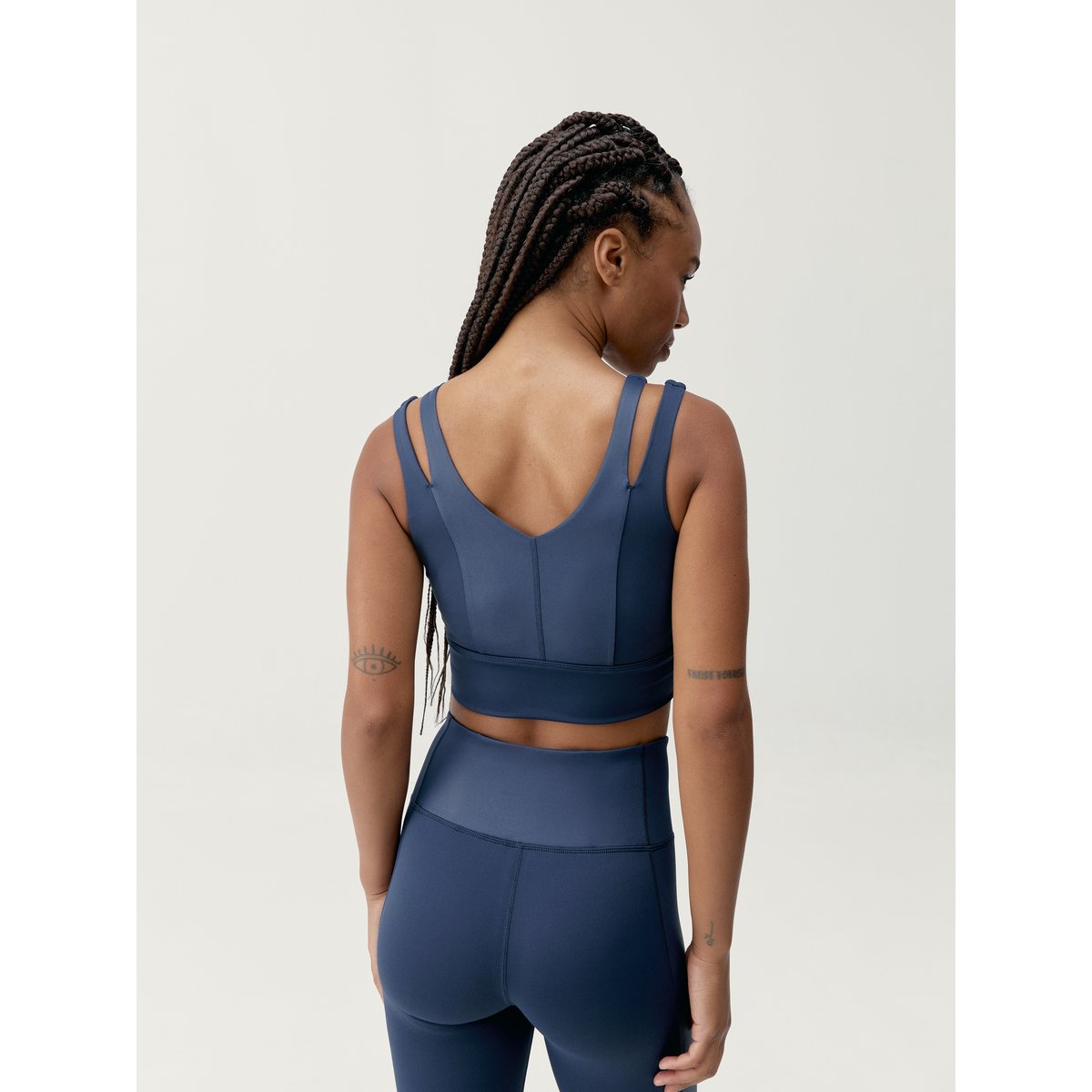 Brassière de sport femme Maan Maintien moyen bretelles coussinets amovibles bleu marin, BORN