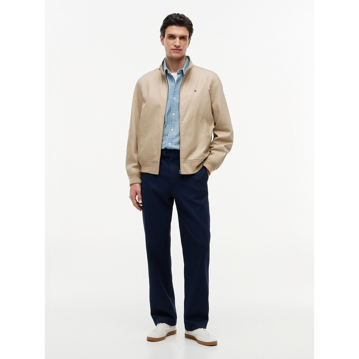 Blusão curto, gola subida, meia-estação bege, TOMMY HILFIGER