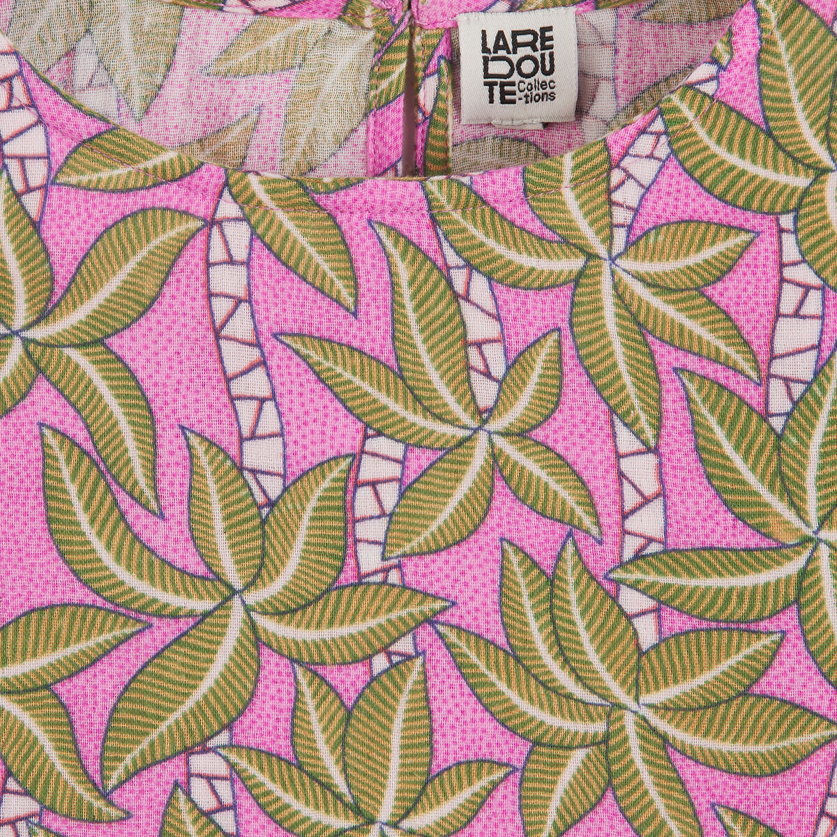 Printed Sleeveless Cropped Blouse purple print, LA REDOUTE COLLECTIONS
