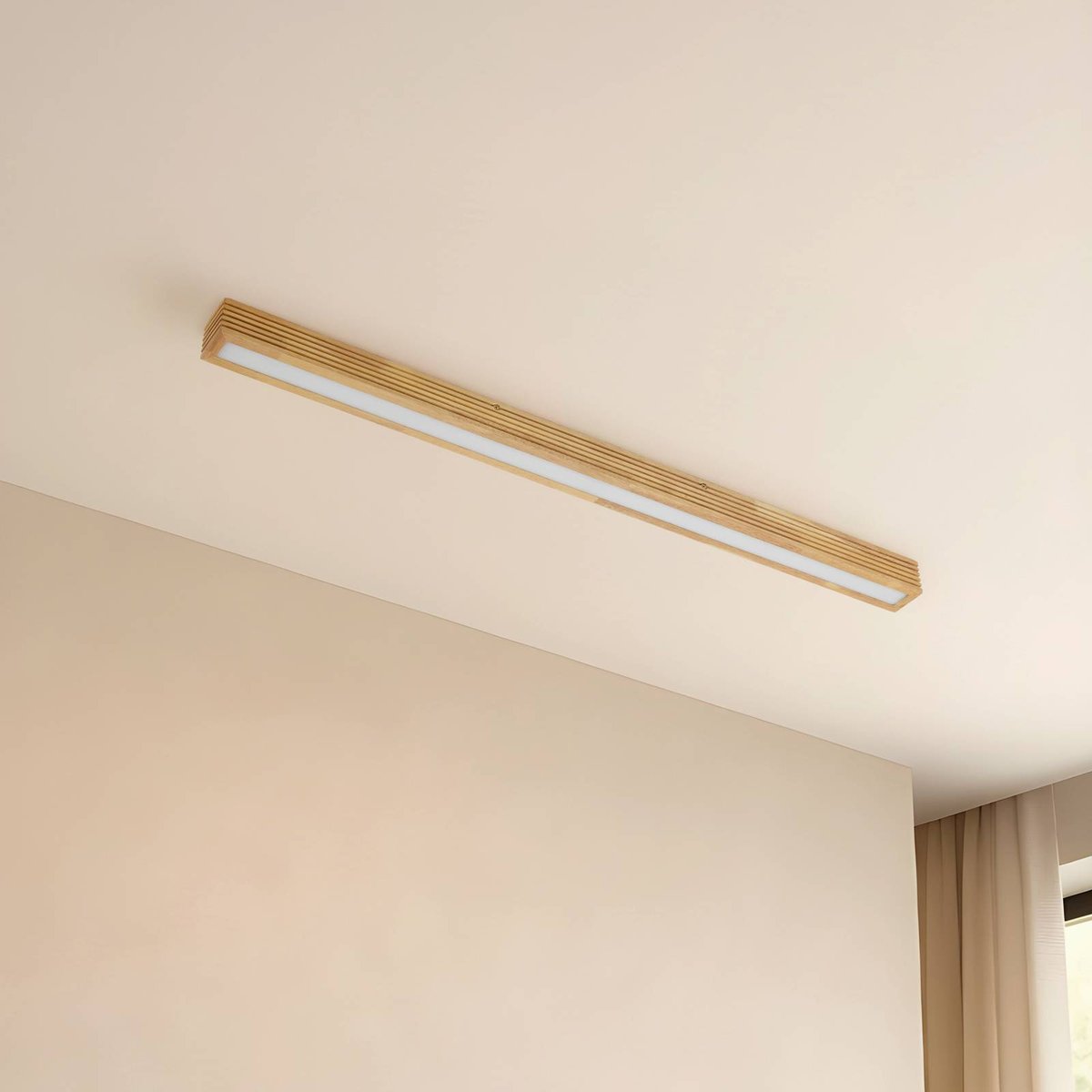 Plafonnier en bois designLED, Emara chêne clair, noir, blanc, LUCANDE