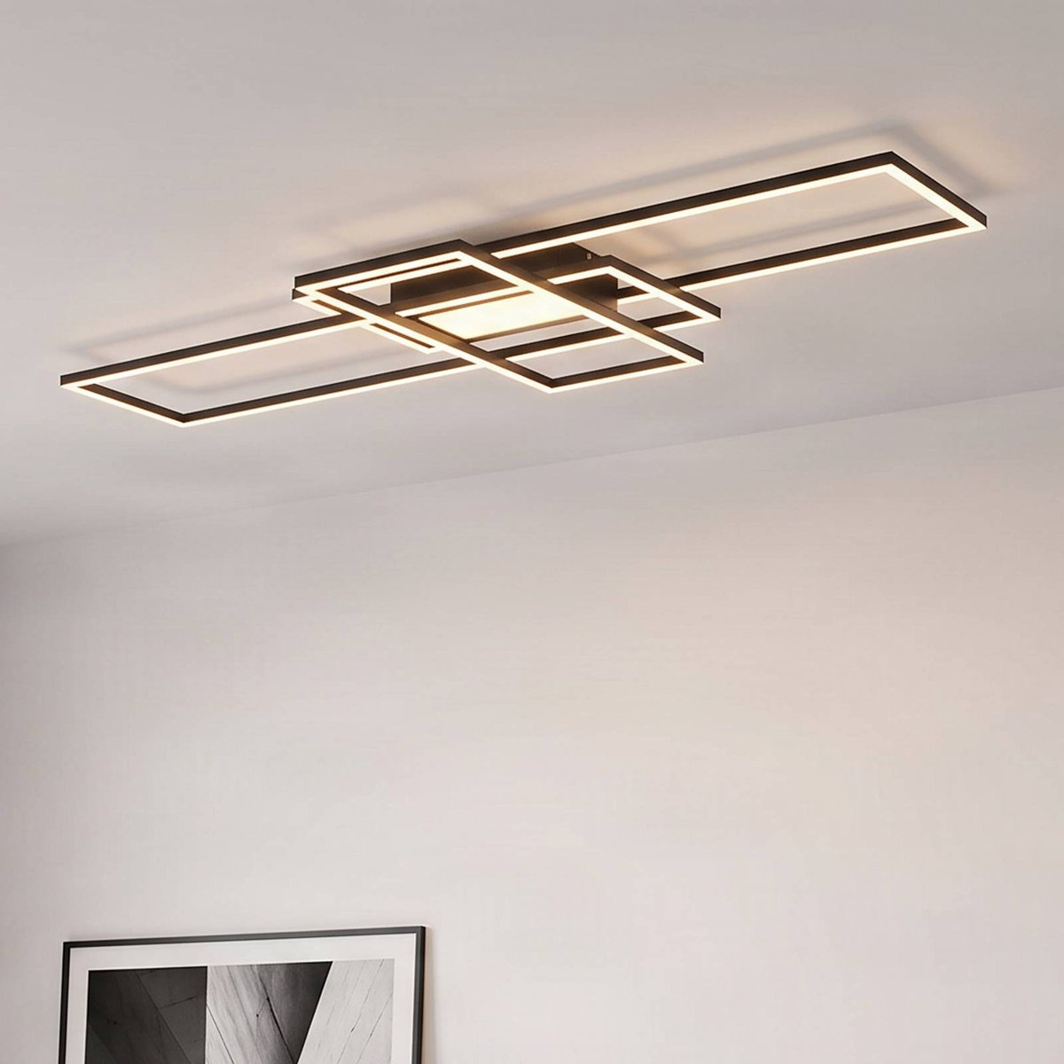 Plafonnier en aluminium moderneLED, Ismera noir mat, LINDBY