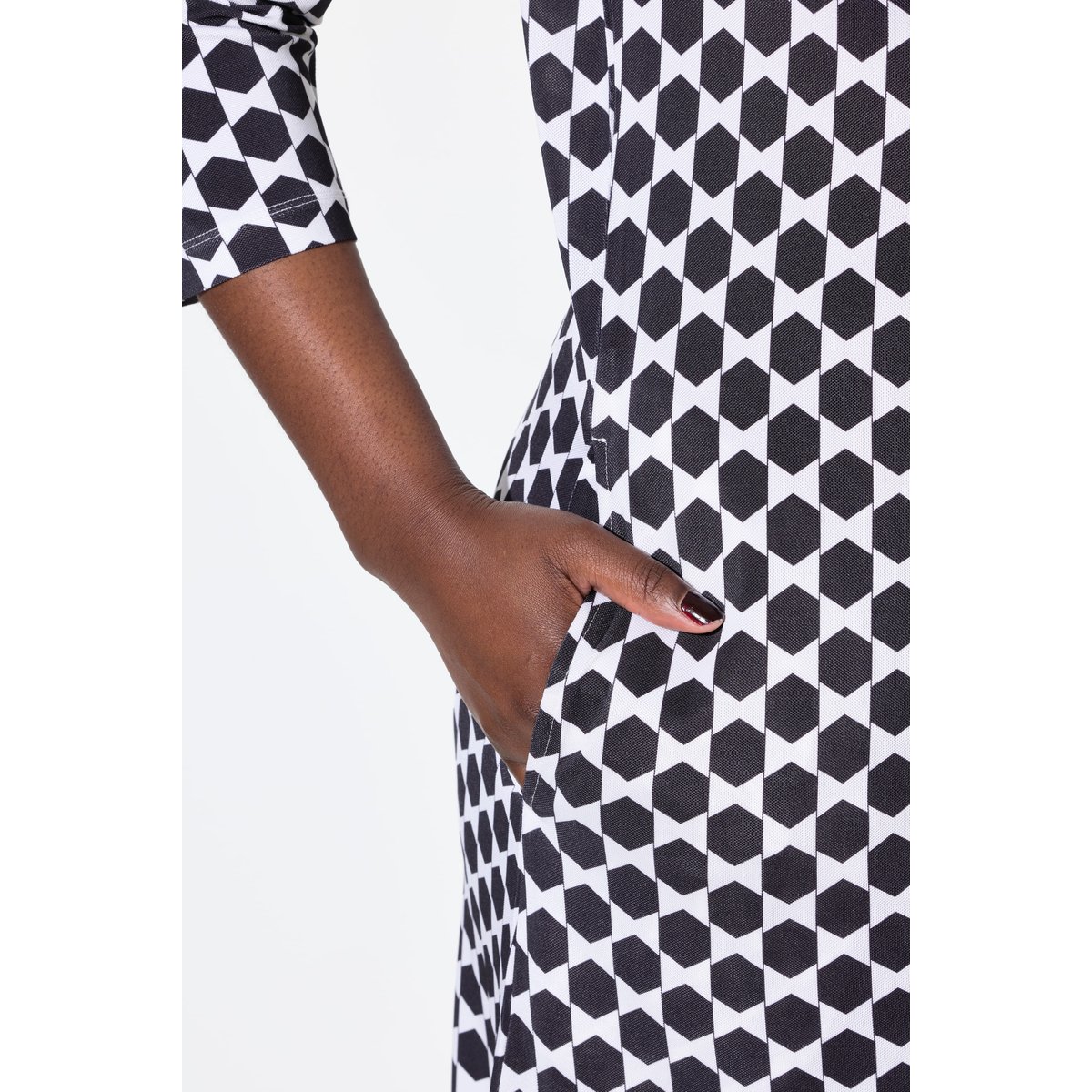 Robe midi en tissu piqué, tombé fluide blanc neige, ULLA POPKEN