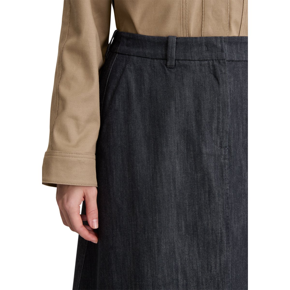 Jupe évasée en Organic Cotton Stretch bleu foncé, MARC O'POLO