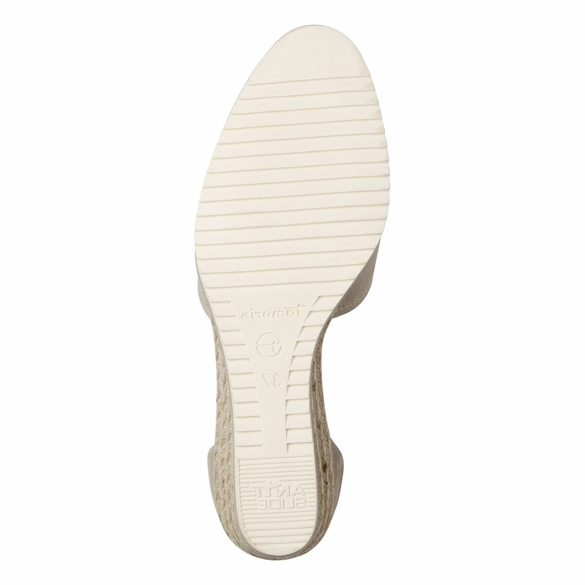Sandales compensées en cuir champagne, TAMARIS