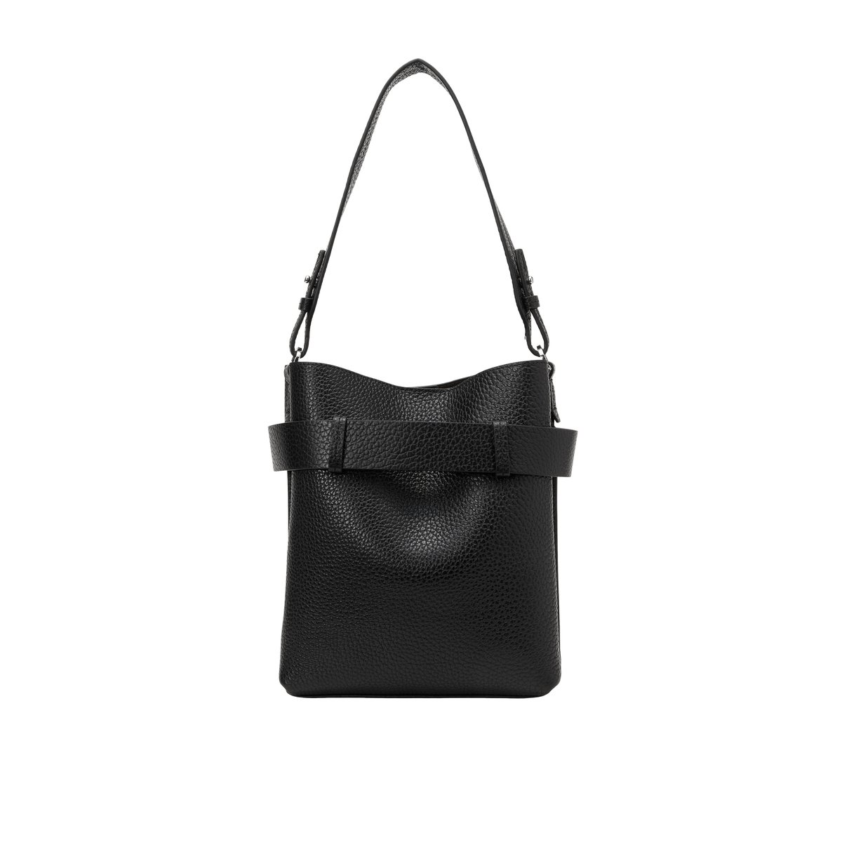 Sac Hobo modèle Brinni petit format en cuir de vachette grainé noir, MARC O'POLO
