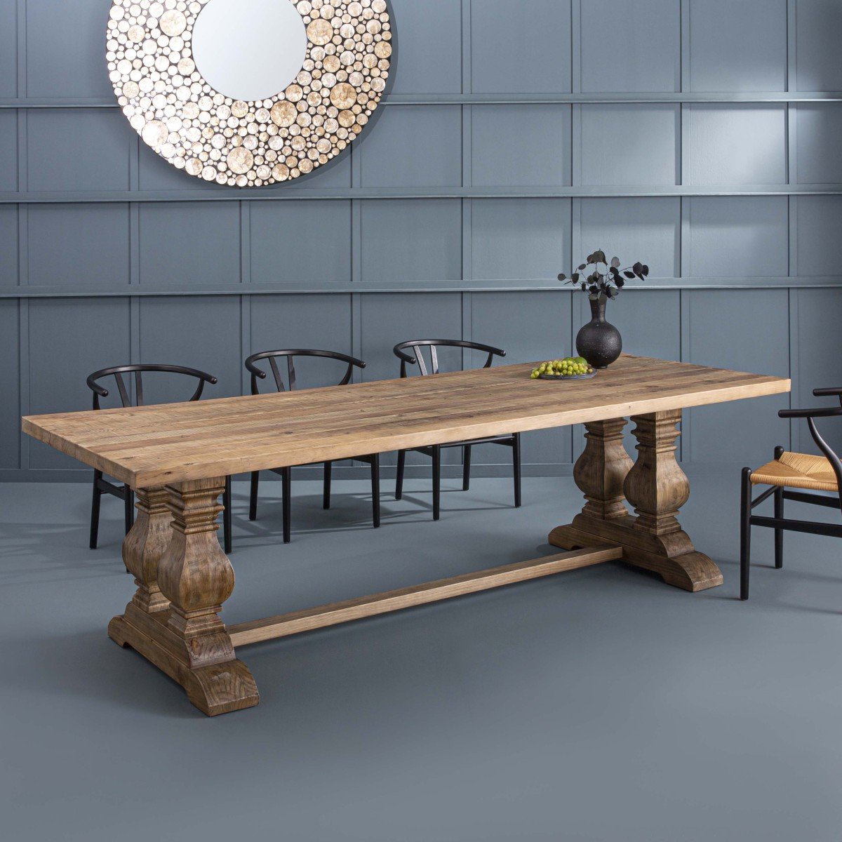 Table à manger en pin massif Pieds Vieux bois L280 cm bois, SIGNATURE