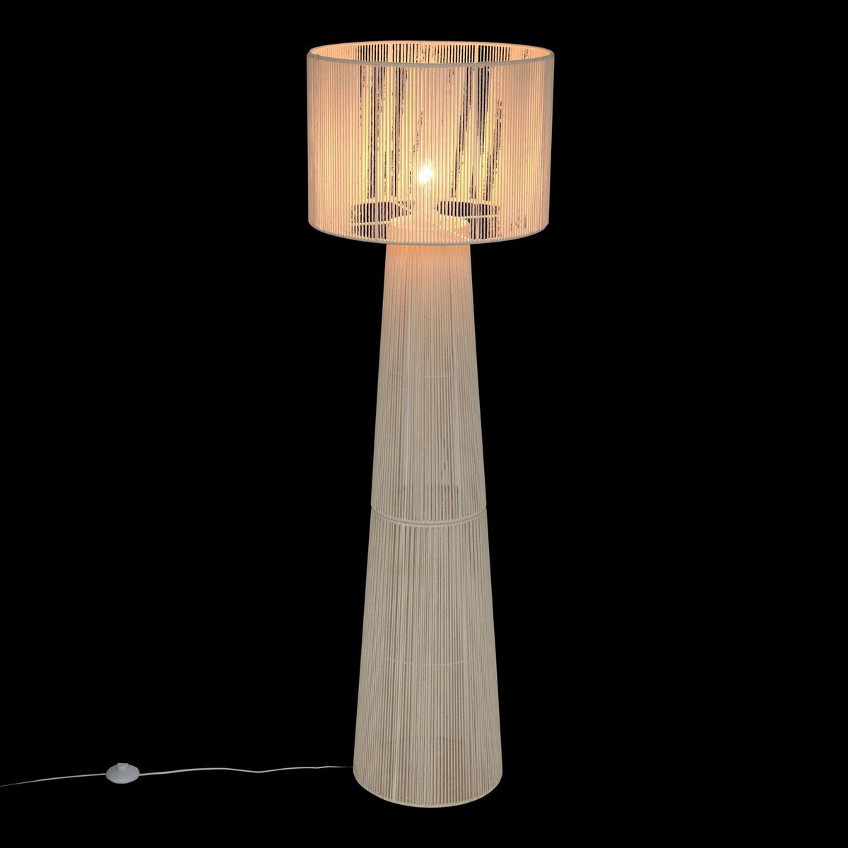 Lampadaire ajouré en acier et coton ADRIA blanc, ATMOSPHERA