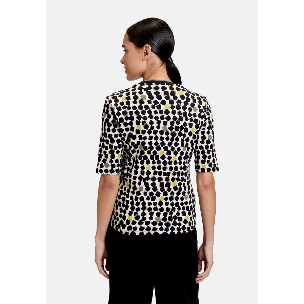 Cardigan façon t-shirt de texture côtelée beige/noir, BETTY BARCLAY