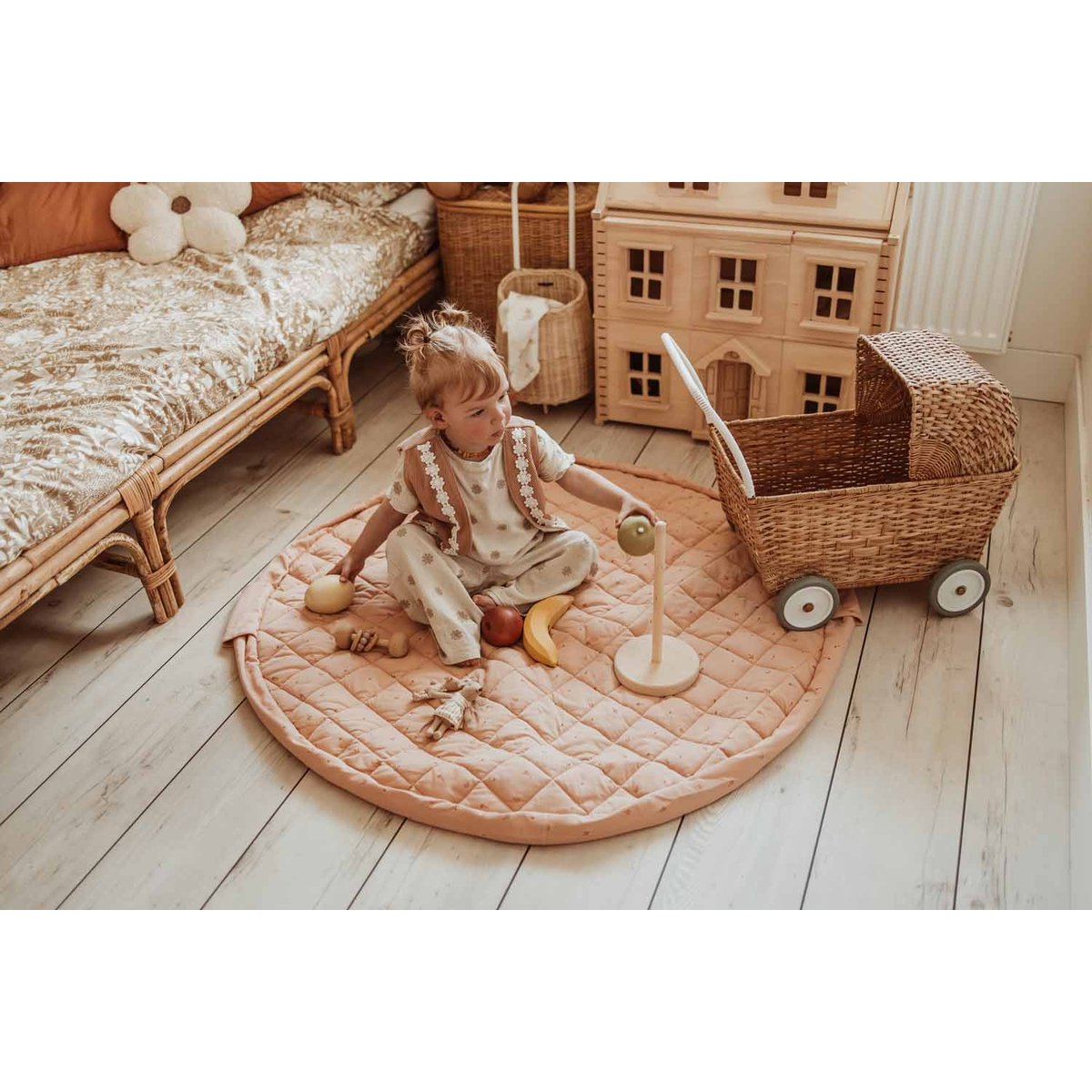 play&go - tapis d´éveil & sac organic - fleuri rose, PLAY ET GO
