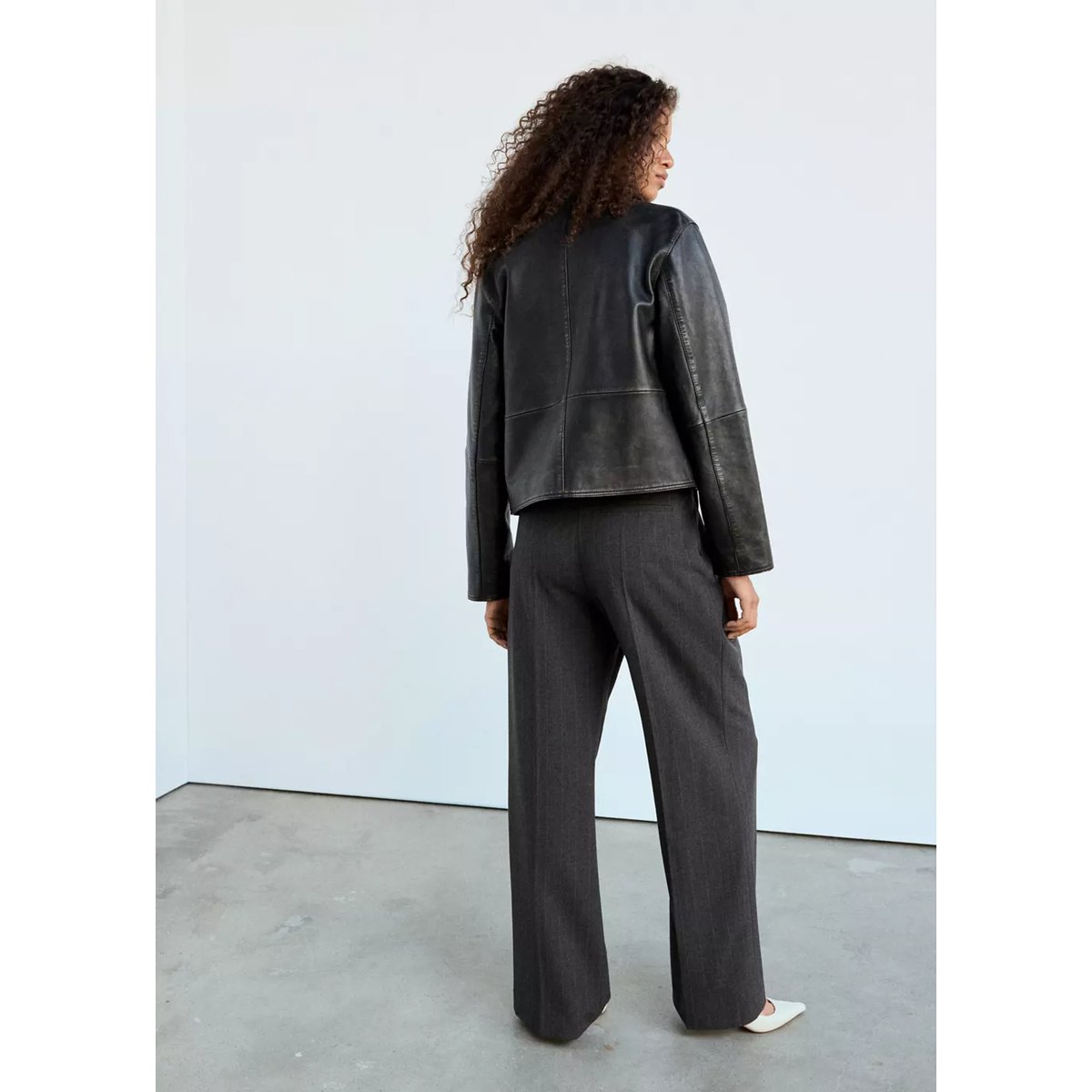 Pantalon droit pinces gris, MANGO