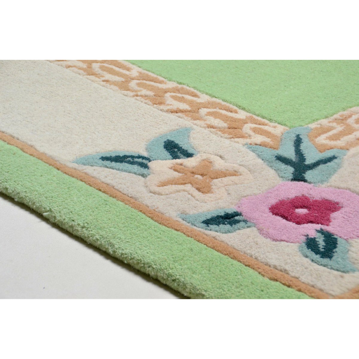 Tapis d'enfant floral Lifou tufté en laine vert, THEKO