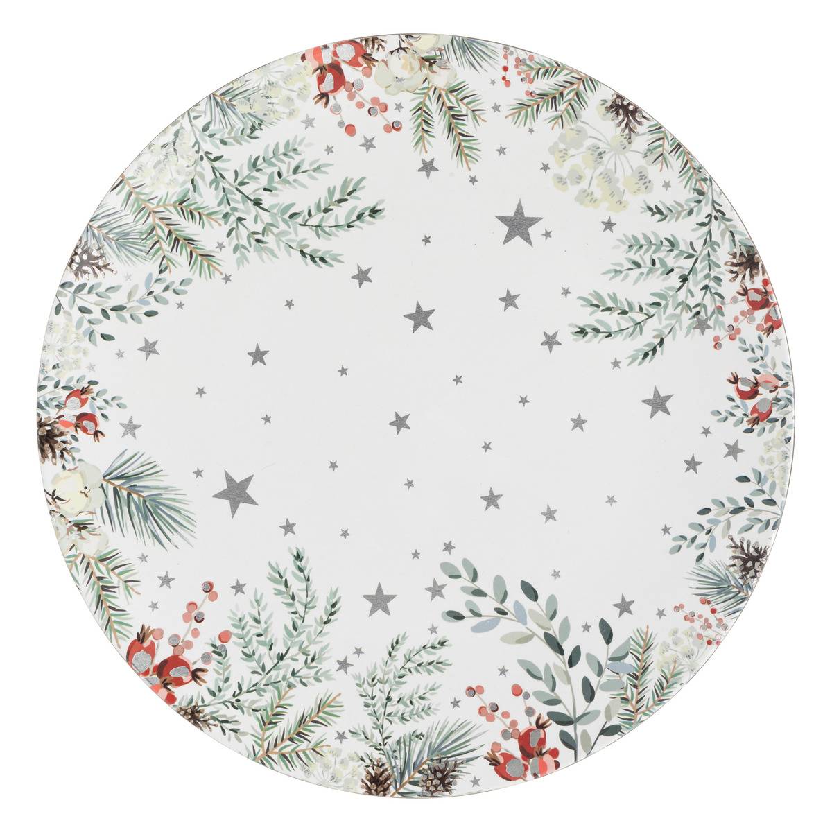 Assiette présentation branches D33 cm blanc, ATMOSPHERA