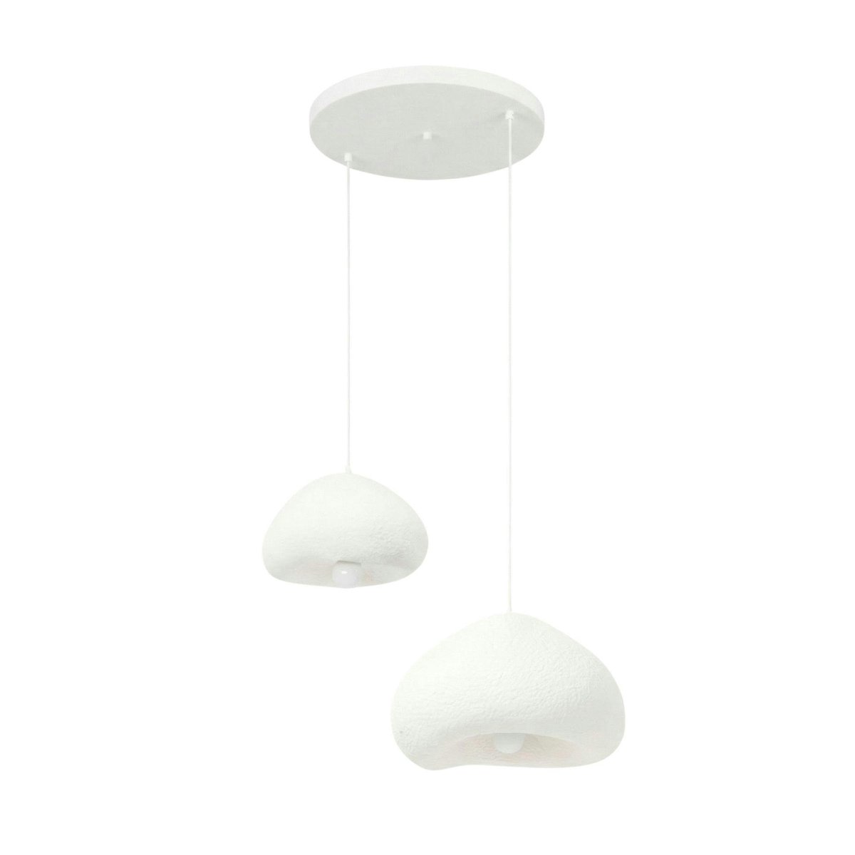 Suspension blanche design organique 2 lampes 70 cm NOXIS blanc, PIER IMPORT
