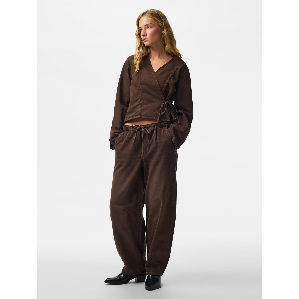 Jeans Barrel marron - hot fudge1, PIECES