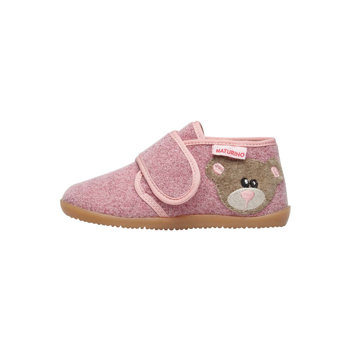 Pantoufles avec écusson ours CARILLON rose, NATURINO