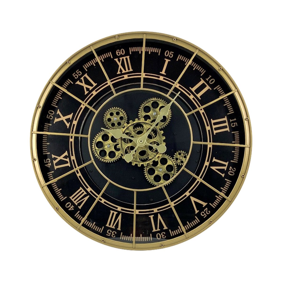 Horloge métal rivets 48cm noir, EMDE