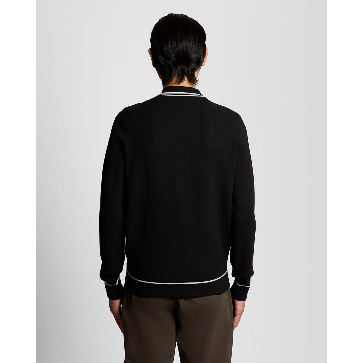 Pull à liserés contrastés zippé noir jais, LYLE & SCOTT