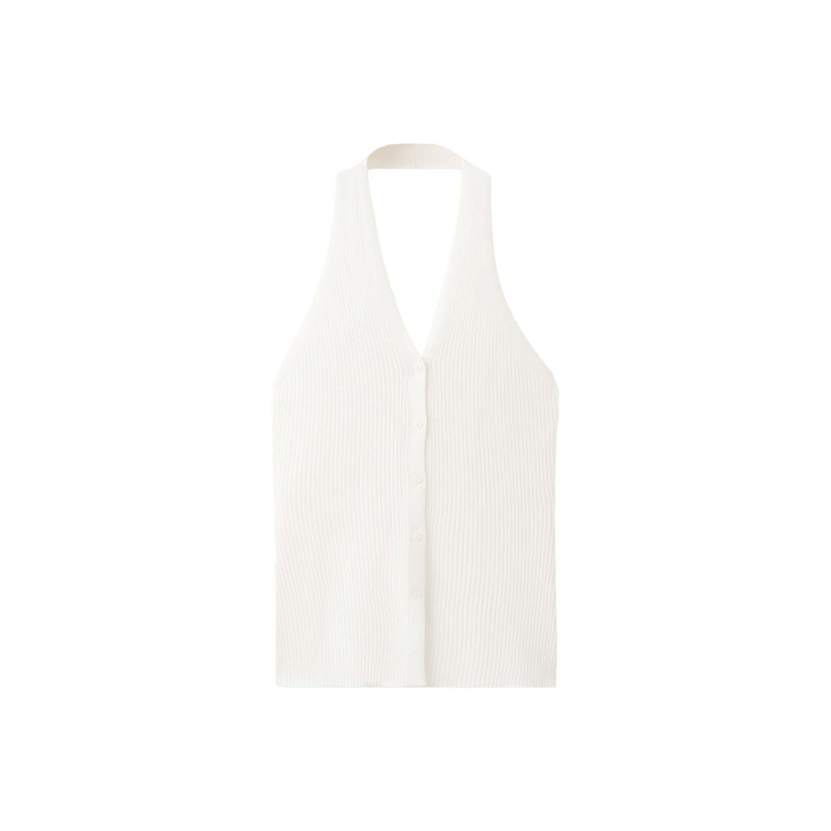 Top maille côtelée à emmanchures américaines blanc, MANGO TEEN