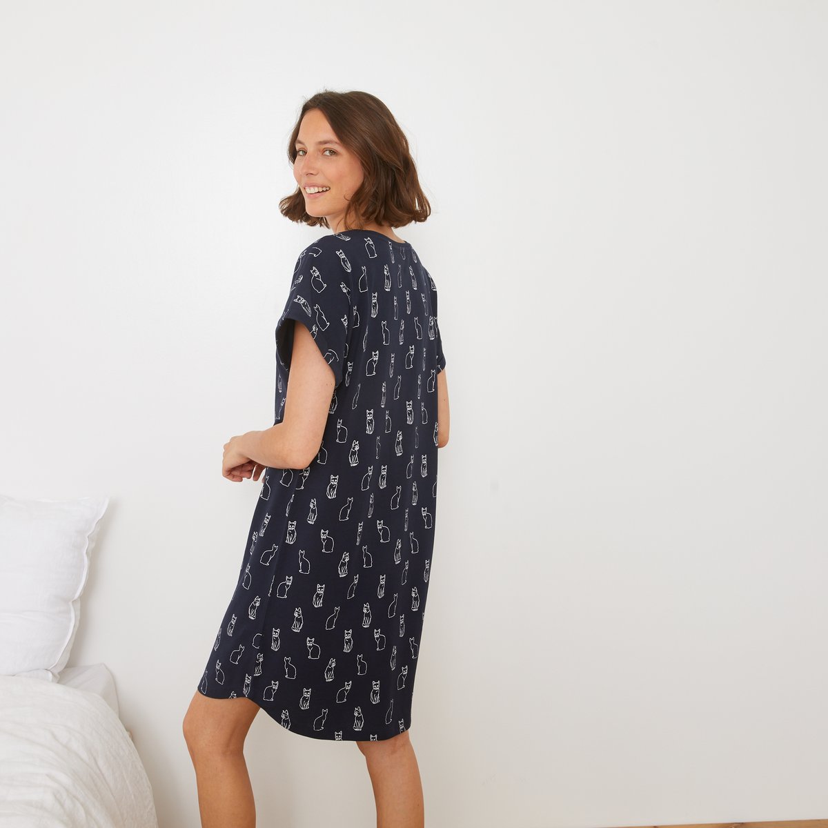 Grand t-shirt en coton BIO marine, MONOPRIX