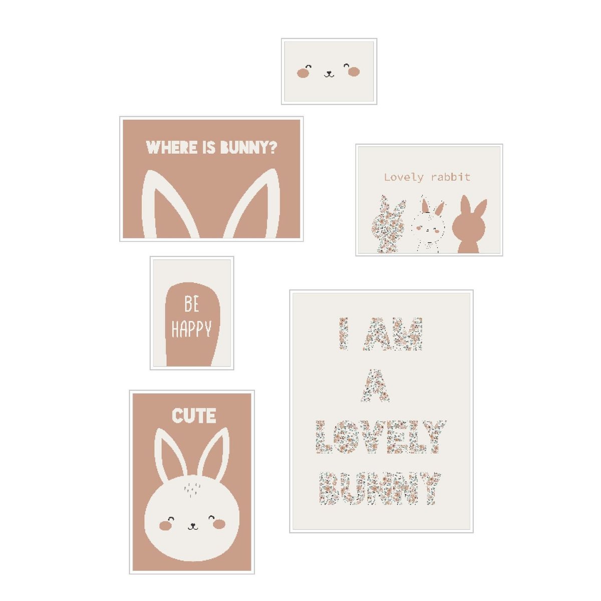 Lot 6 de cadres photos animalier bois FUNNY blanc, FACTORY