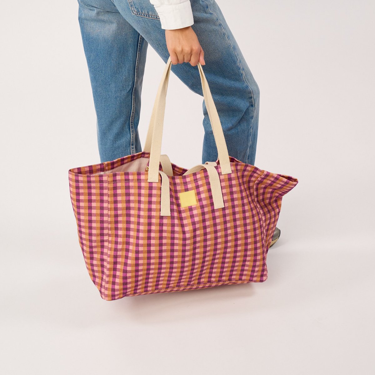 Sac cabas en coton biologique violet et orange, BILLYBELT