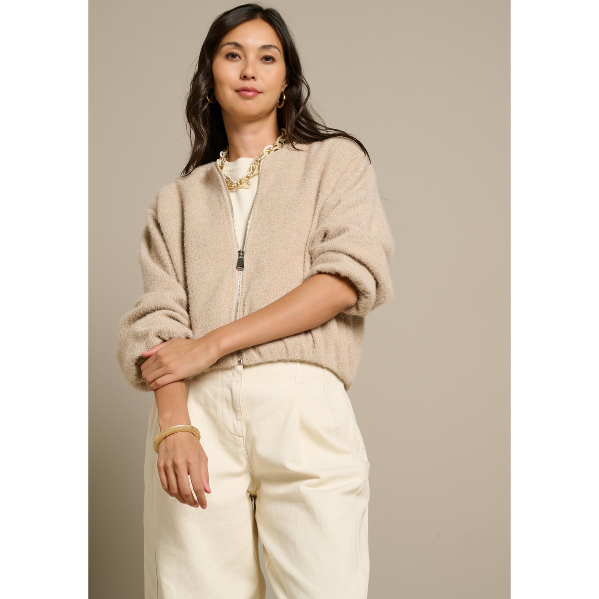Veste douce ballon lt beige, LOLALIZA