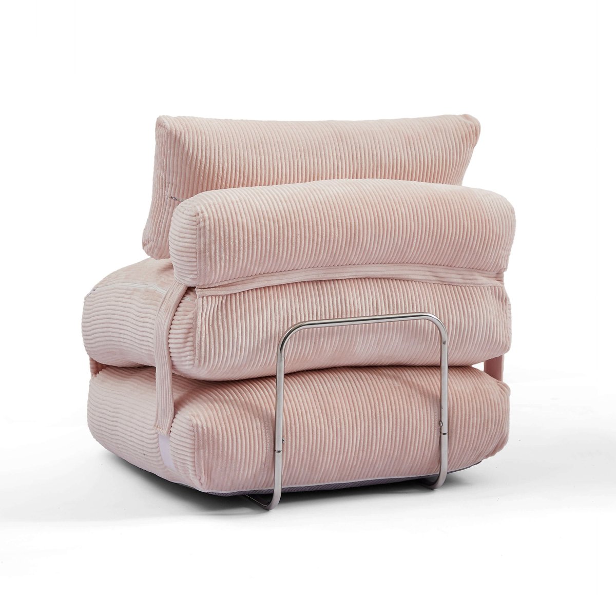 Fauteuil convertible compressé velours NYX rose, BAÏTA