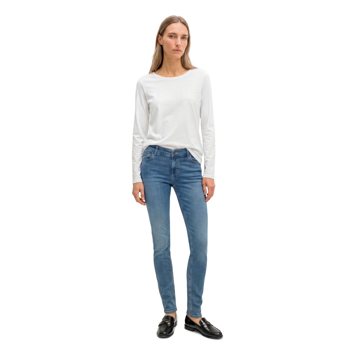 T-shirt long régulier en coton biologique blanc, MARC O'POLO
