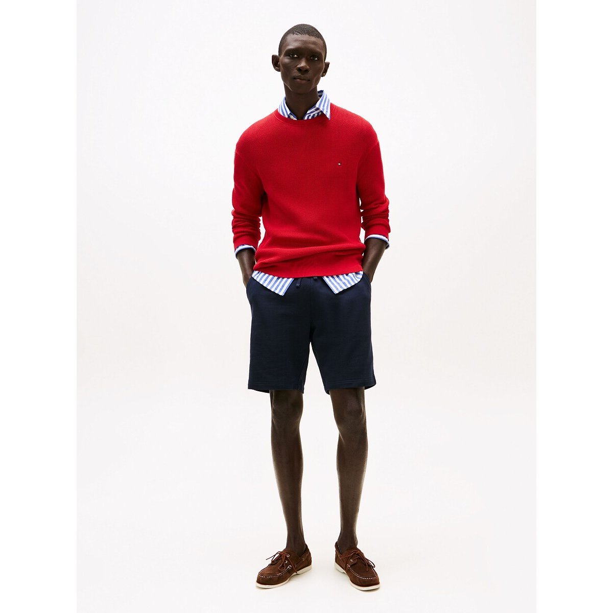 Short de jogging à drapeau brodé TERRY bleu marine, TOMMY HILFIGER