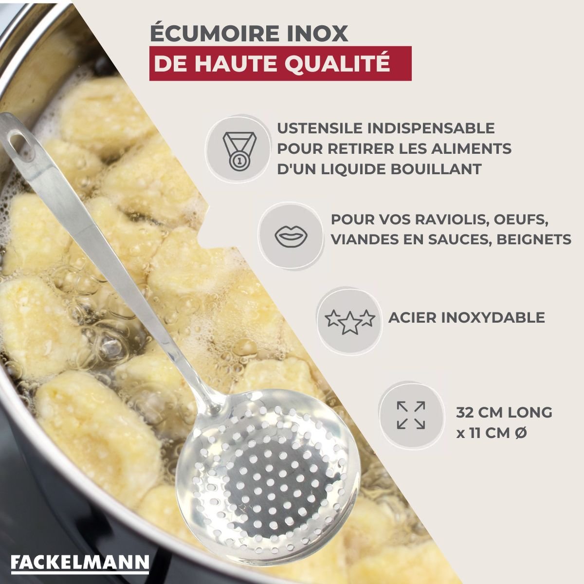 Écumoire inox cuisine Lot OXFORD inox, FACKELMANN