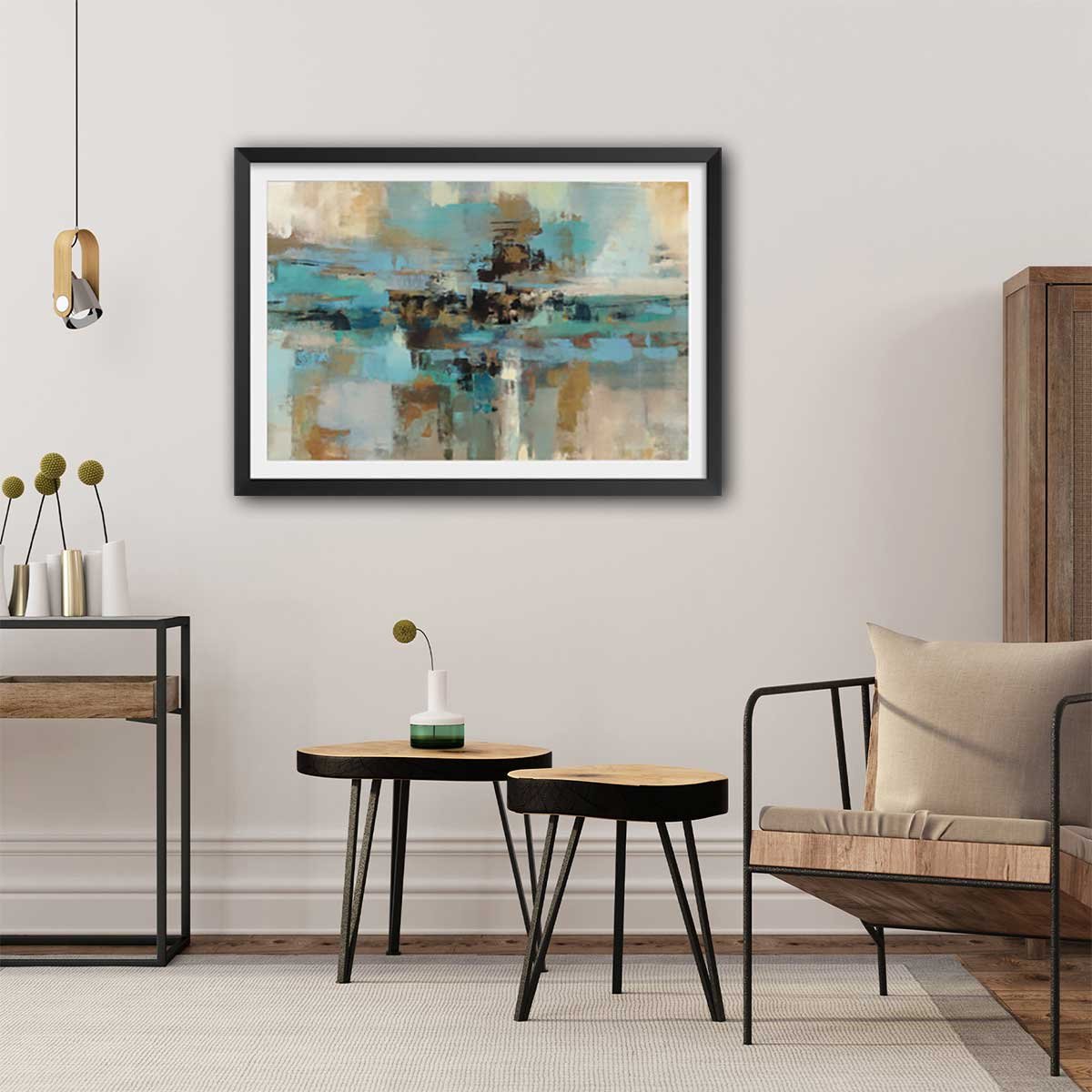 Affiche Fjord affiche + cadre en bois - noir, HEXOA