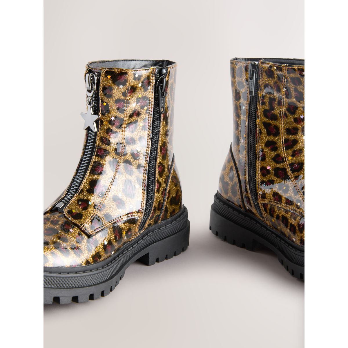 Bottines zippées sur le devant imprimé léopard, NEXT