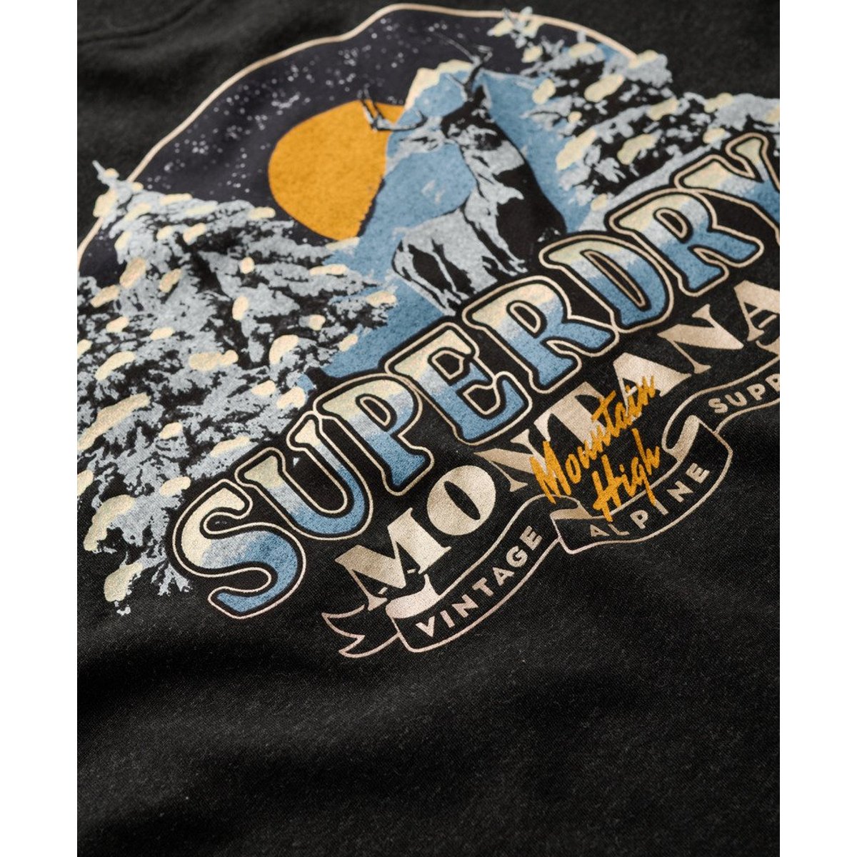 T-shirt décontracté Travel Souvenir noir phantom chiné, SUPERDRY