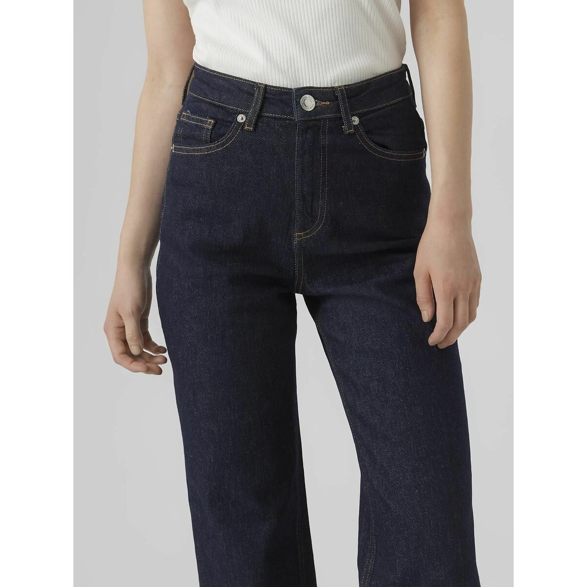 Wide Leg Jeans with High Waist dark blue            , VERO MODA