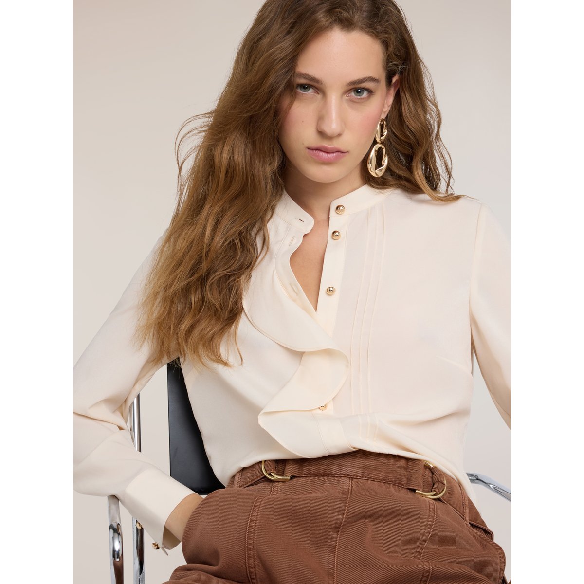 Chemise à volant asymétrique blanc, MOTIVI