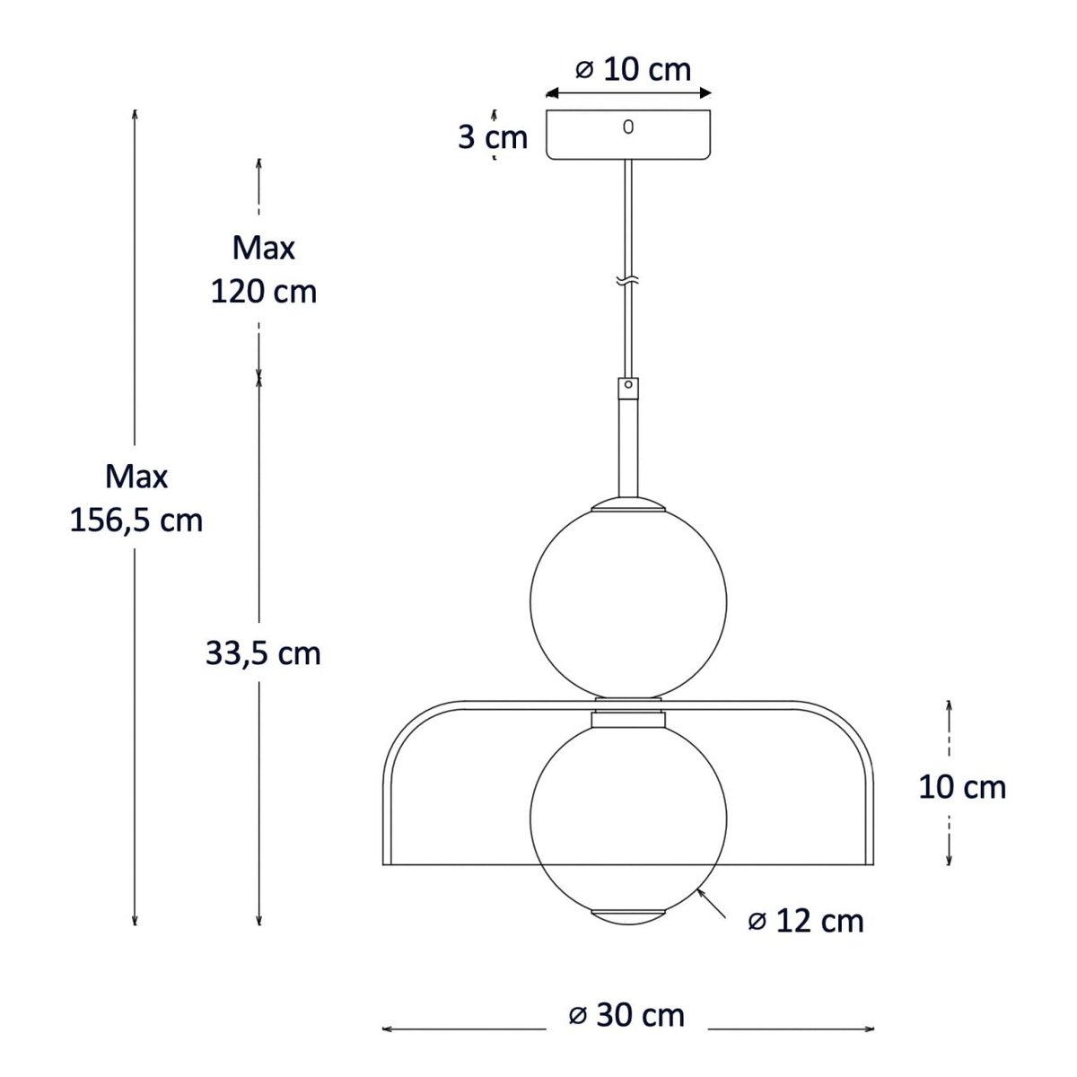 Suspension en verre finition laiton - SANTO gris fumé, laiton et blanc, KOSILUM