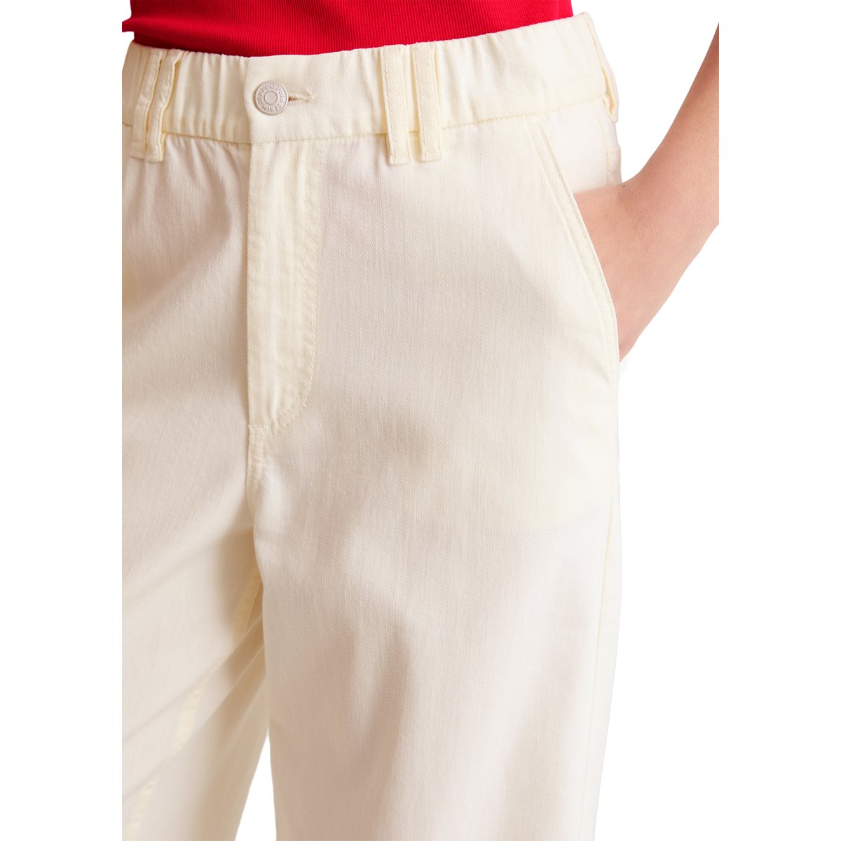 Barrel-Pants cropped en sergé de coton organique et de lyocell blanc naturel, MARC O’POLO DENIM