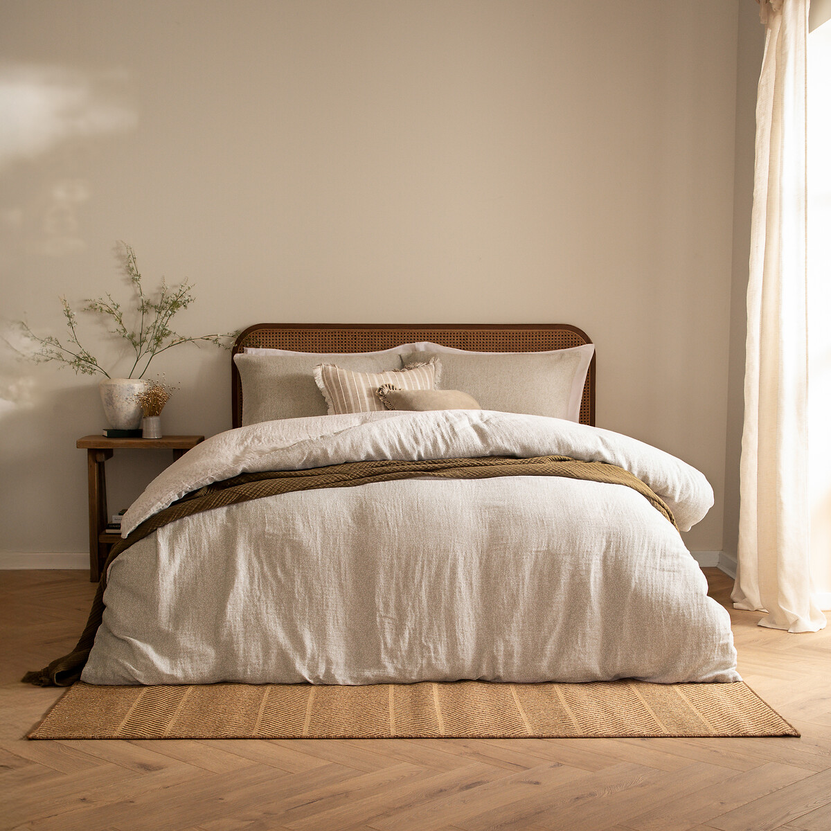 Perrie Leaf Muslin 100% Cotton Duvet Cover and Pillowcase Set natural, YARD