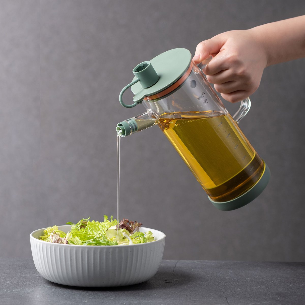 Huilier en verre transparent-vert, MENASTYL