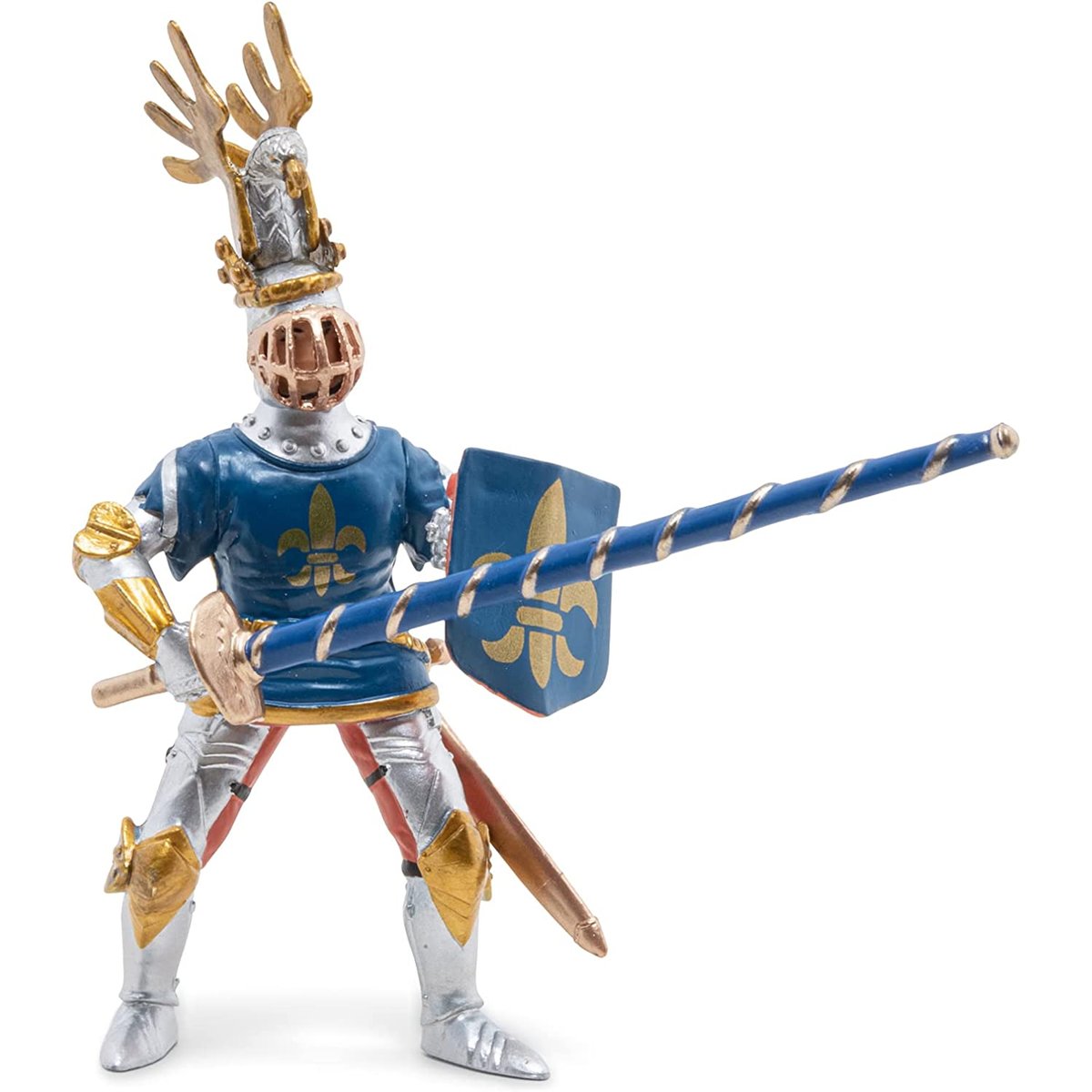 Figurine Chevalier bleu fleur de lys bleu, PAPO