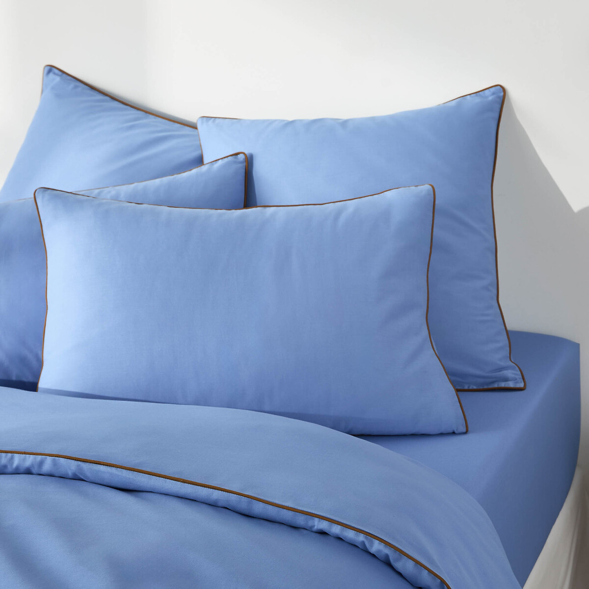 Federa per guanciale tinta unita in cotone, Macha blu provenza, LA REDOUTE INTERIEURS