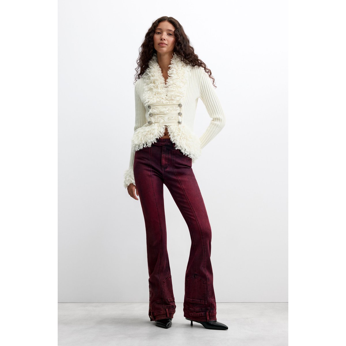 Pull en grosse maille beige, DESIGUAL