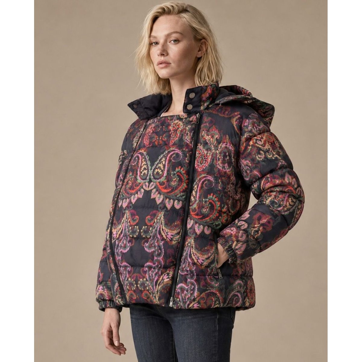 Doudoune de grossesse et de portage Linette multicolore, CACHE COEUR