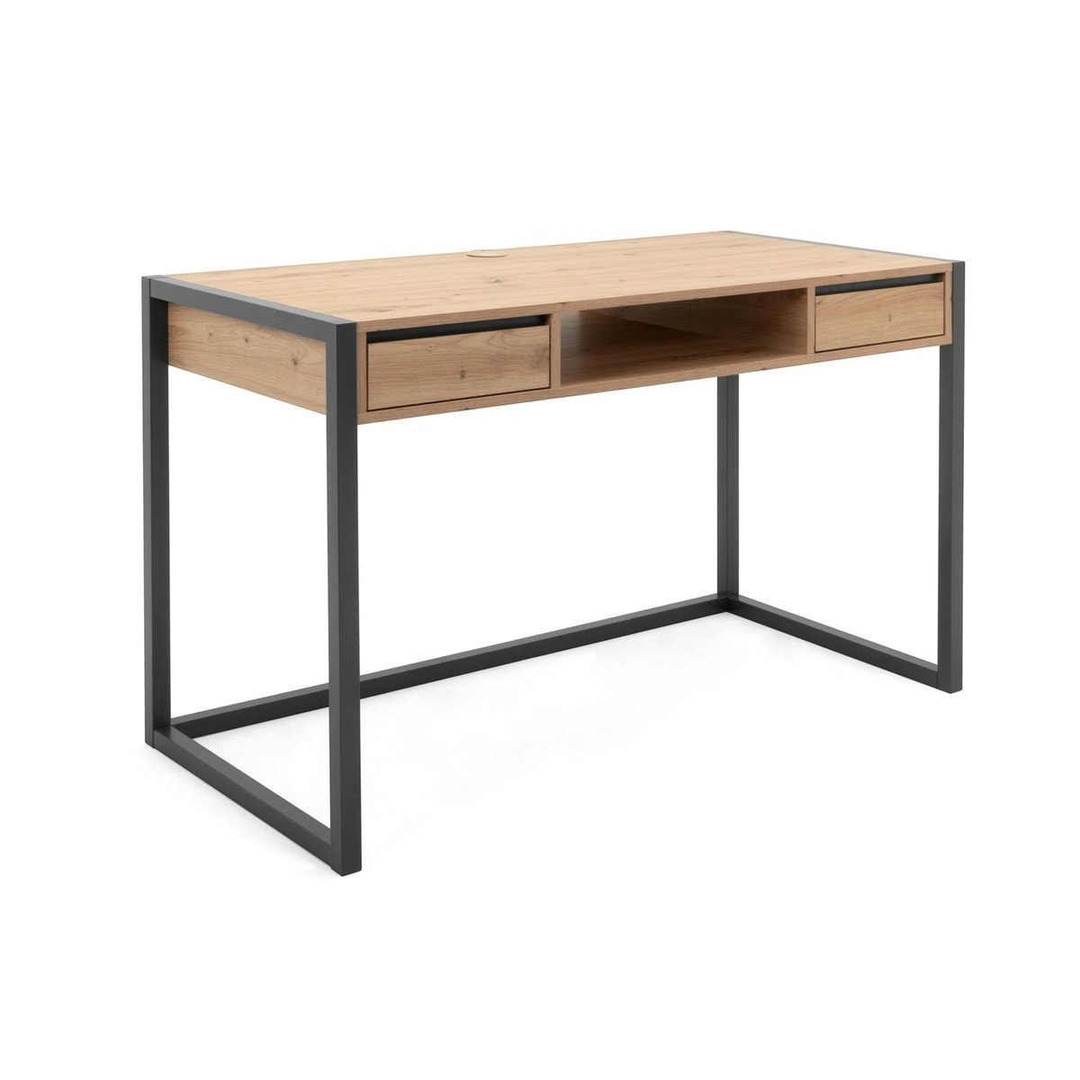 Bureau de chambre effet bois 2 tiroirs 1 niche ALVA bois naturel, PIER IMPORT