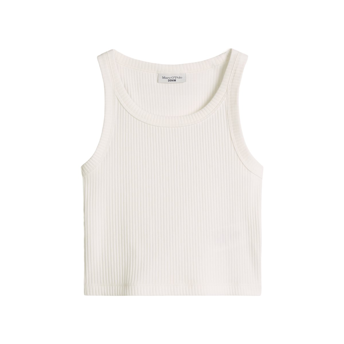 Top côtelé slim cropped en jersey stretch blanc, MARC O’POLO DENIM